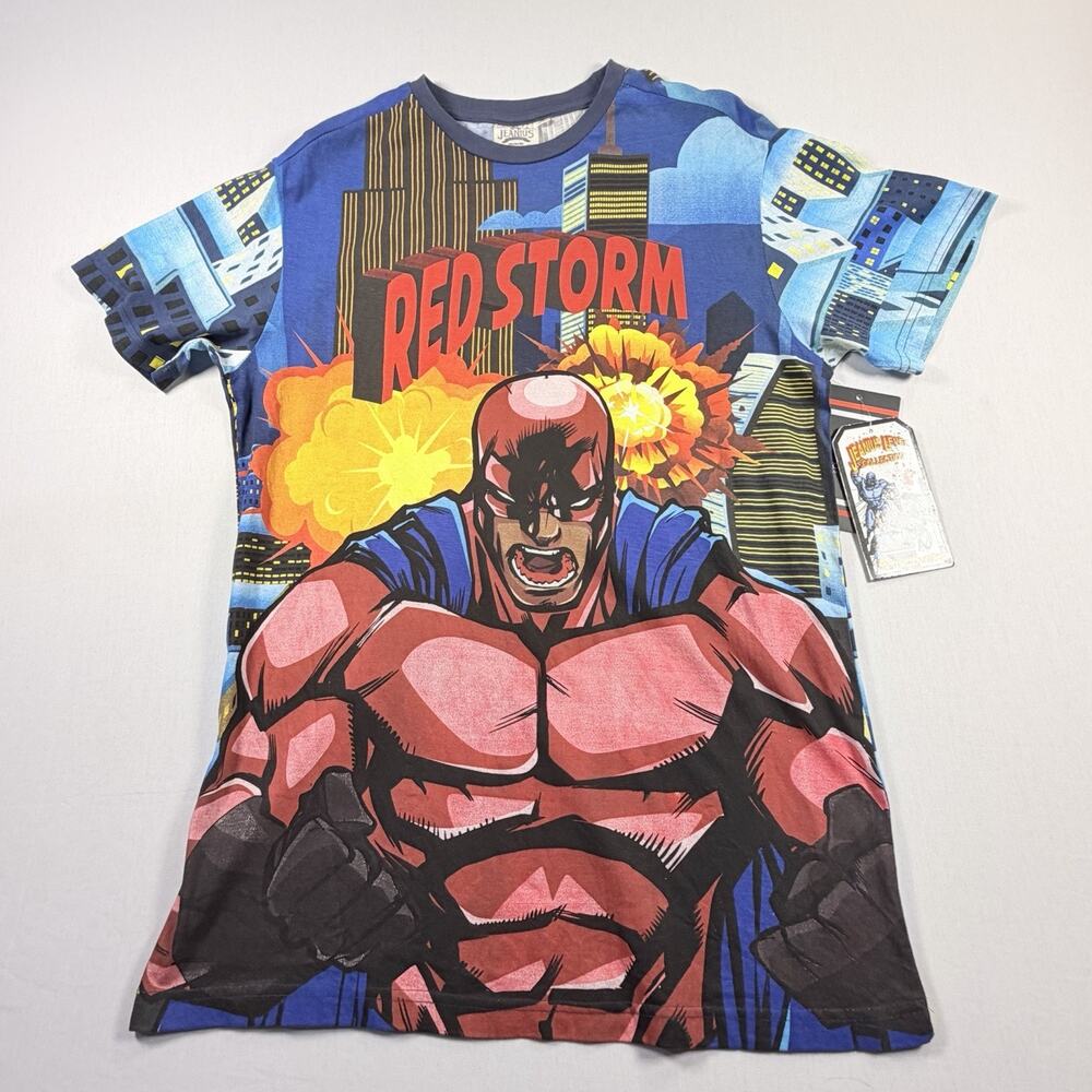 Red Storm Superhero by Akademiks Jeanius Men Button Up Size Medium-New with Tags